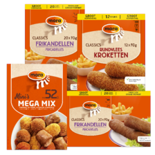 Mora kroketten, frikandellen, hamburgers grootverpakking of mega mix